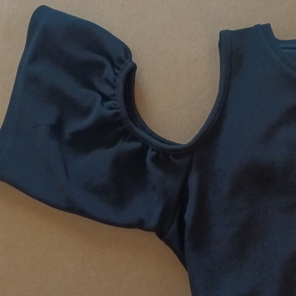 ZARA Trafaluc cold shoulder mini dress size M black knit EUC - Picture 5 of 10